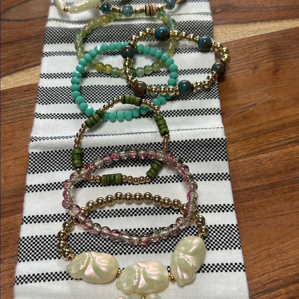 13-Piece Bohemian Style Multi-Colored Stacking Layering Stretch Bracelets NEW - Picture 4 of 11